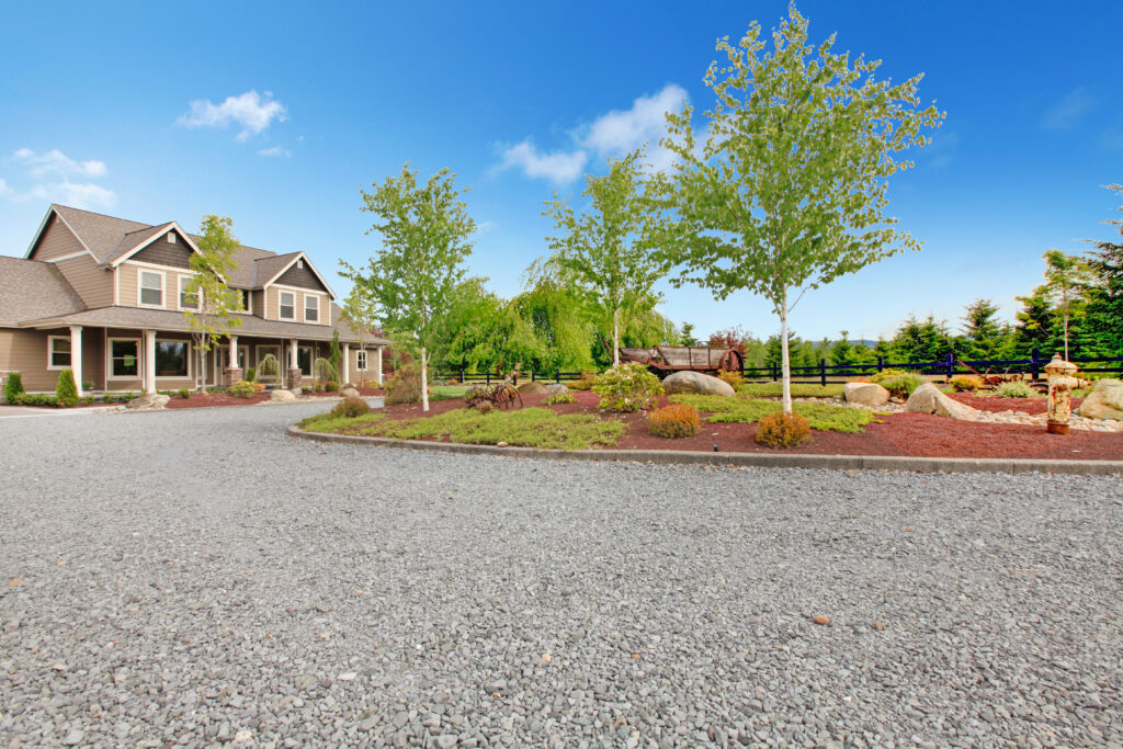 Driveway paved with stone